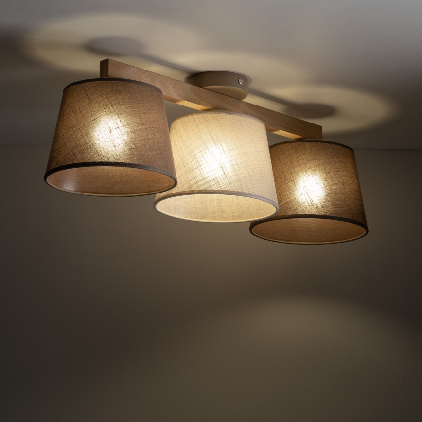 Brilagi - Επιφανειακό φωτιστικό οροφής LATTE SABIA 3xE27/60W/230V πεύκο/μικτό