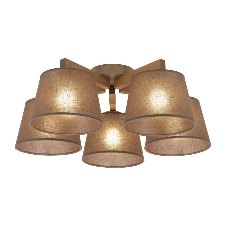 Brilagi - Επιφανειακό φωτιστικό οροφής LATTE SABIA 5xE27/15W/230V πεύκο/καφέ