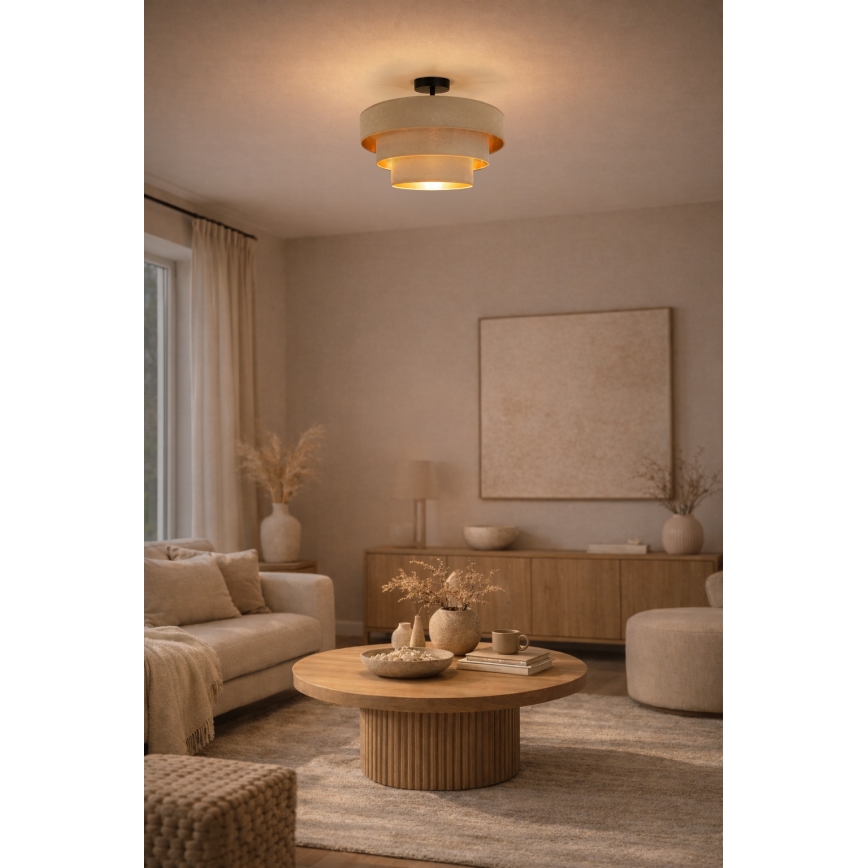 Brilagi - Επιφανειακό φωτιστικό οροφής LUNETA 1xE27/60W/230V διάμ. 40 cm μπεζ/χρυσό