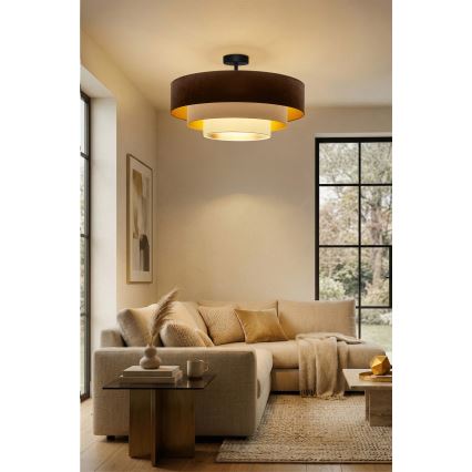 Brilagi - Επιφανειακό φωτιστικό οροφής LUNETA 3xE27/60W/230V διάμ. 80 cm καφέ/μπεζ/κρεμ