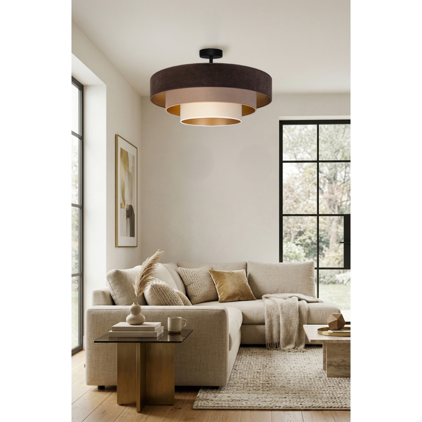 Brilagi - Επιφανειακό φωτιστικό οροφής LUNETA 3xE27/60W/230V διάμ. 80 cm καφέ/μπεζ/κρεμ