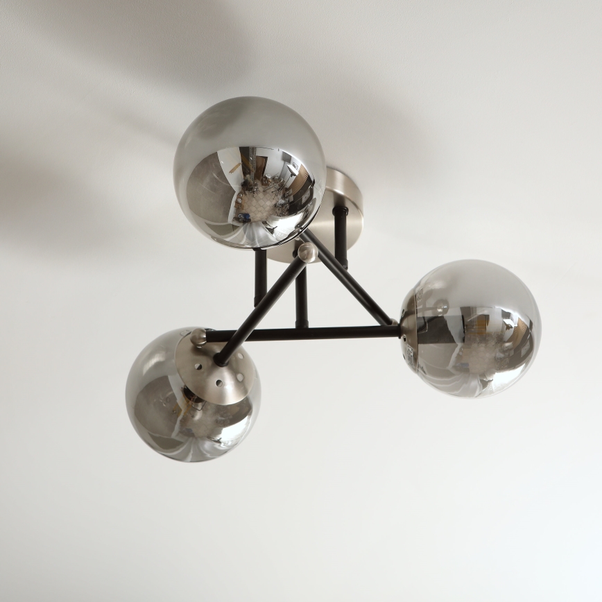 Brilagi - Επιφανειακό φωτιστικό οροφής MALIVA 3xE14/15W/230V ματ χρώμιο/καπνιστό