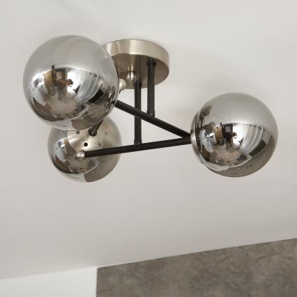 Brilagi - Επιφανειακό φωτιστικό οροφής MALIVA 3xE14/15W/230V ματ χρώμιο/καπνιστό