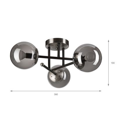 Brilagi - Επιφανειακό φωτιστικό οροφής MALIVA 3xE14/15W/230V ματ χρώμιο/καπνιστό