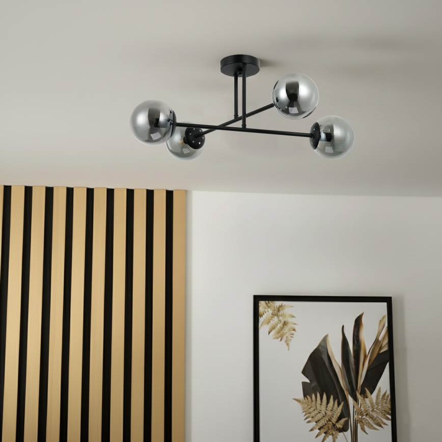 Brilagi - Επιφανειακό φωτιστικό οροφής MALIVA 4xE14/15W/230V μαύρο/καπνιστό