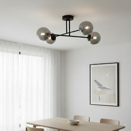 Brilagi - Επιφανειακό φωτιστικό οροφής MALIVA 4xE14/15W/230V μαύρο/καπνιστό