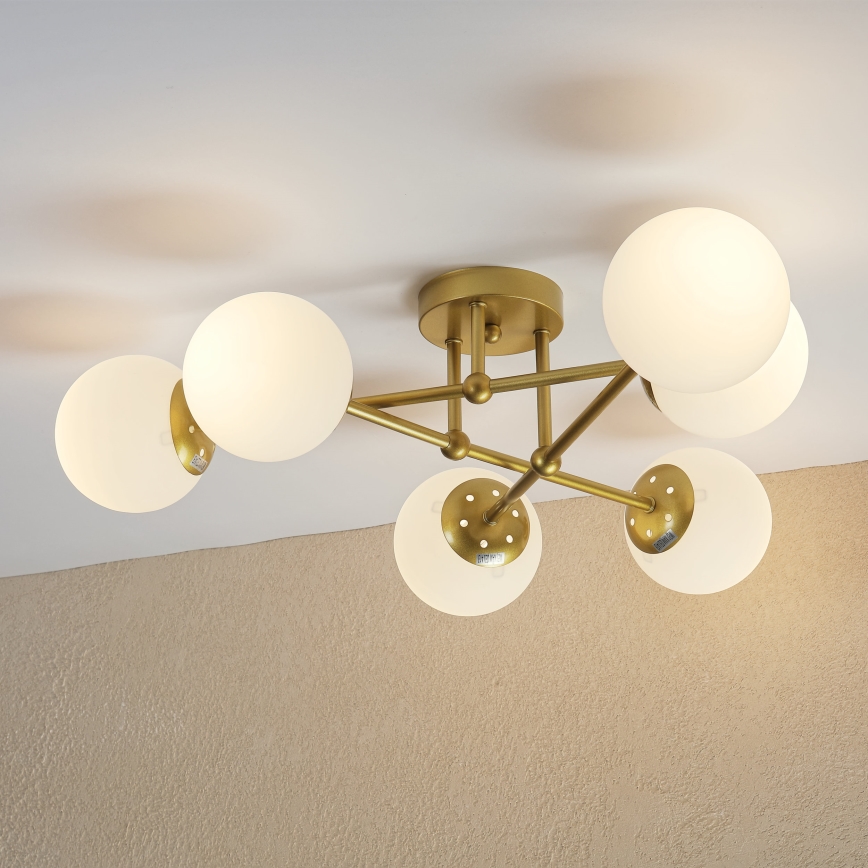 Brilagi - Επιφανειακό φωτιστικό οροφής MALIVA 6xE14/15W/230V χρυσό/λευκό