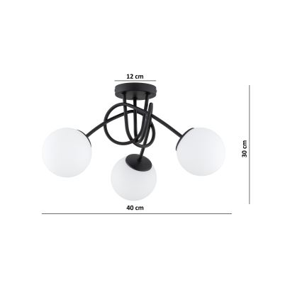 Brilagi - Επιφανειακό φωτιστικό οροφής MILO 3xE27/60W/230V μαύρο