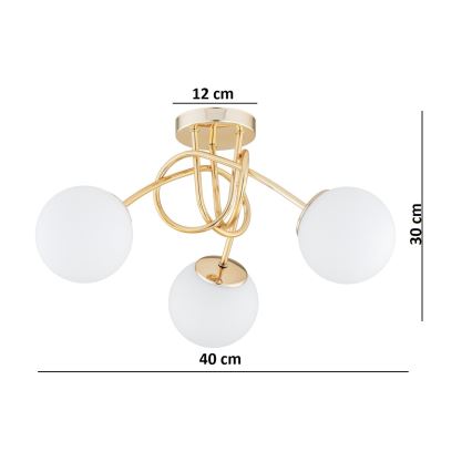 Brilagi - Επιφανειακό φωτιστικό οροφής MILO 3xE27/60W/230V χρυσό