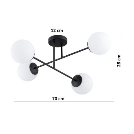 Brilagi - Επιφανειακό φωτιστικό οροφής MILO 4xE27/60W/230V μαύρο