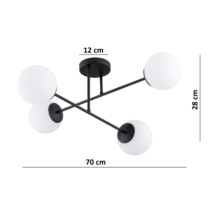 Brilagi - Επιφανειακό φωτιστικό οροφής MILO 4xE27/60W/230V μαύρο