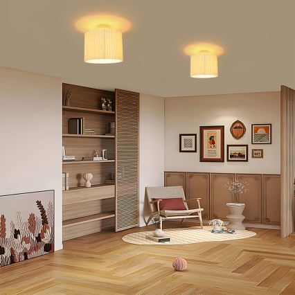 Brilagi - Επιφανειακό φωτιστικό οροφής NORDIC WAVE 1xE27/15W/230V Ø 32 cm λινό/λευκό