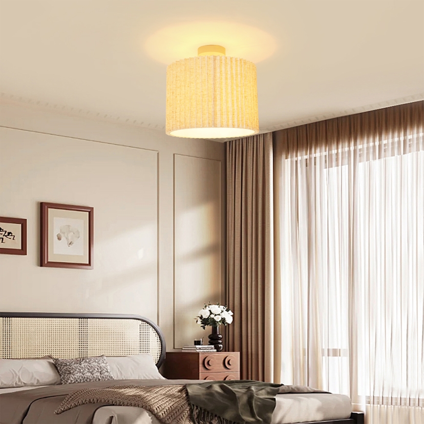 Brilagi - Επιφανειακό φωτιστικό οροφής NORDIC WAVE 1xE27/15W/230V Ø 32 cm λινό/λευκό