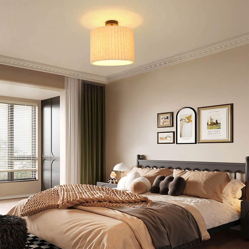 Brilagi - Επιφανειακό φωτιστικό οροφής NORDIC WAVE 1xE27/15W/230V Ø 32 εκ. λινό/μαύρο