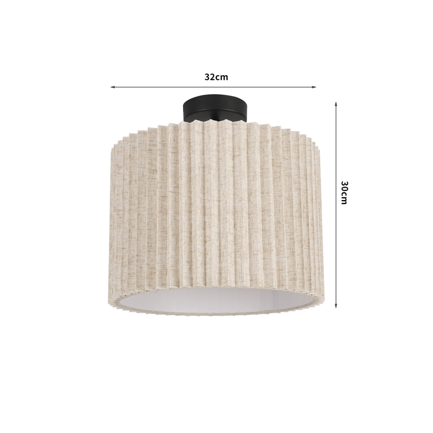 Brilagi - Επιφανειακό φωτιστικό οροφής NORDIC WAVE 1xE27/15W/230V Ø 32 εκ. λινό/μαύρο