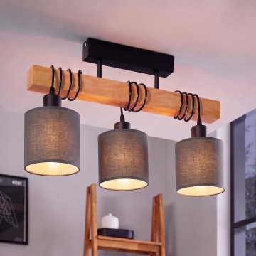 Brilagi - Επιφανειακό φωτιστικό οροφής NUBILA 3xE27/60W/230V πεύκο/ανθρακί