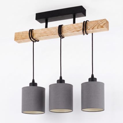 Brilagi - Επιφανειακό φωτιστικό οροφής NUBILA 3xE27/60W/230V πεύκο/ανθρακί