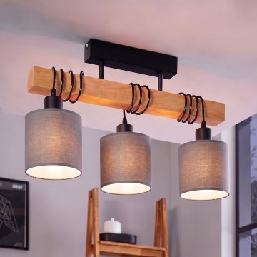Brilagi - Επιφανειακό φωτιστικό οροφής NUBILA 3xE27/60W/230V πεύκο/ανοιχτό γκρι