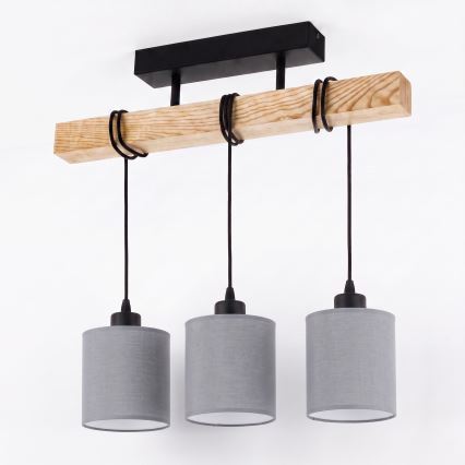 Brilagi - Επιφανειακό φωτιστικό οροφής NUBILA 3xE27/60W/230V πεύκο/ανοιχτό γκρι