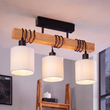 Brilagi - Επιφανειακό φωτιστικό οροφής NUBILA 3xE27/60W/230V πεύκο/λευκό