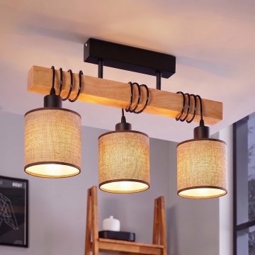 Brilagi - Επιφανειακό φωτιστικό οροφής NUBILA 3xE27/60W/230V πεύκο/καφέ