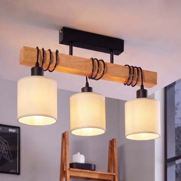 Brilagi - Επιφανειακό φωτιστικό οροφής NUBILA 3xE27/60W/230V πεύκο/κρεμ