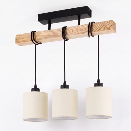 Brilagi - Επιφανειακό φωτιστικό οροφής NUBILA 3xE27/60W/230V πεύκο/κρεμ