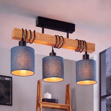 Brilagi - Επιφανειακό φωτιστικό οροφής NUBILA 3xE27/60W/230V πεύκο/σκούρο μπλε