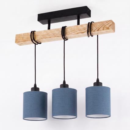 Brilagi - Επιφανειακό φωτιστικό οροφής NUBILA 3xE27/60W/230V πεύκο/σκούρο μπλε
