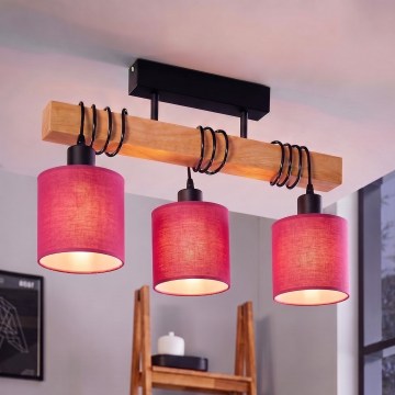 Brilagi - Επιφανειακό φωτιστικό οροφής NUBILA 3xE27/60W/230V πεύκο/ροζ