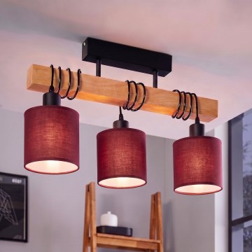 Brilagi - Επιφανειακό φωτιστικό οροφής NUBILA 3xE27/60W/230V πεύκο/πομπηϊκό κόκκινο