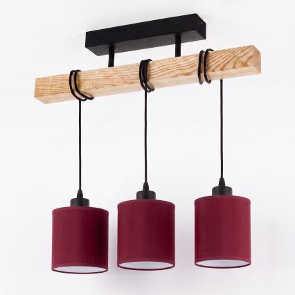 Brilagi - Επιφανειακό φωτιστικό οροφής NUBILA 3xE27/60W/230V πεύκο/πομπηϊκό κόκκινο