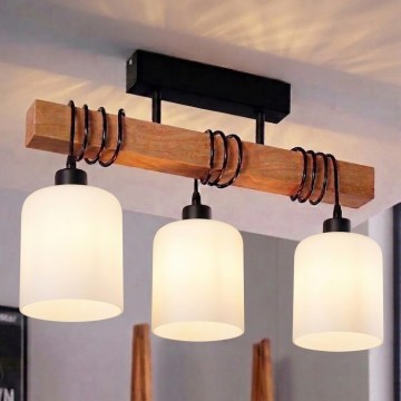 Brilagi - Επιφανειακό φωτιστικό οροφής WOOD GLASS 3xE27/60W/230V πεύκο/μαύρο/λευκό
