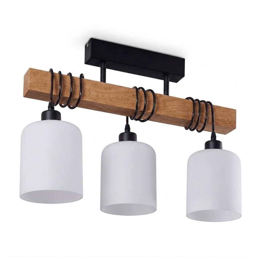 Brilagi - Επιφανειακό φωτιστικό οροφής WOOD GLASS 3xE27/60W/230V πεύκο/μαύρο/λευκό