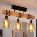 Brilagi - Επιφανειακό φωτιστικό οροφής WOOD GLASS 3xE27/60W/230V πεύκο/μαύρο/καπνιστό καφέ