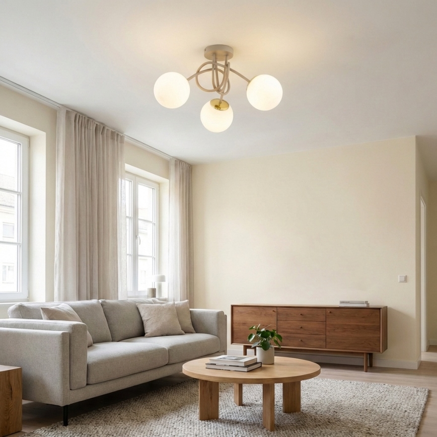 Brilagi - Επιφανειακός πολυέλαιος 3xE27/60W/230V μπεζ/χρυσό