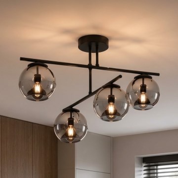 BRILAGI - Επιφανειακός πολυέλαιος DIOR 4xE27/60W/230V μαύρο/καπνιστό γκρι