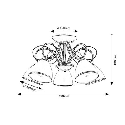Brilagi - Επιφανειακός πολυέλαιος FRED 5xE27/60W/230V Ø 59 cm χρυσός