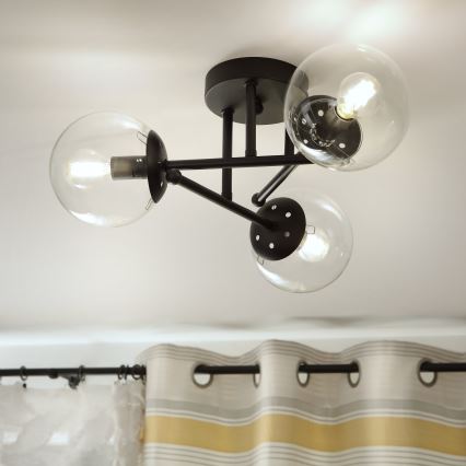 Brilagi - Επιφανειακός πολυέλαιος MALIVA 3xE14/15W/230V μαύρο/διάφανο