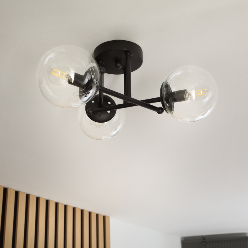 Brilagi - Επιφανειακός πολυέλαιος MALIVA 3xE14/15W/230V μαύρο/διάφανο