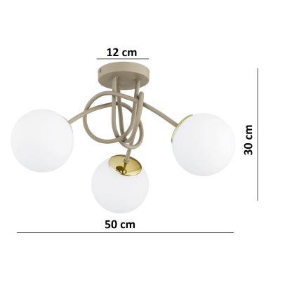 Brilagi - Επιφανειακός πολυέλαιος MILO ECRU 3xE27/60W/230V μπεζ/χρυσό