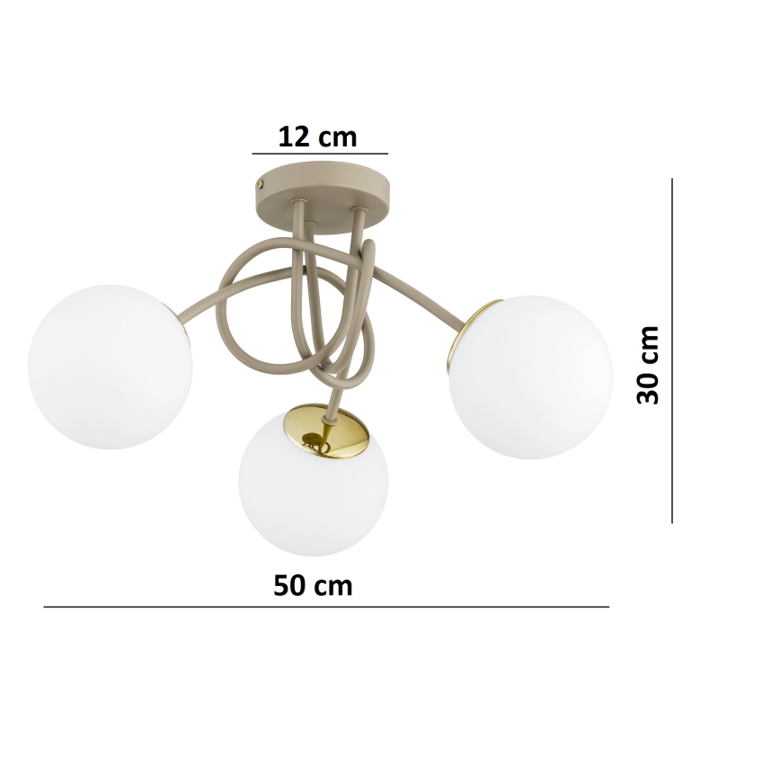 Brilagi - Επιφανειακός πολυέλαιος MILO ECRU 3xE27/60W/230V μπεζ/χρυσό