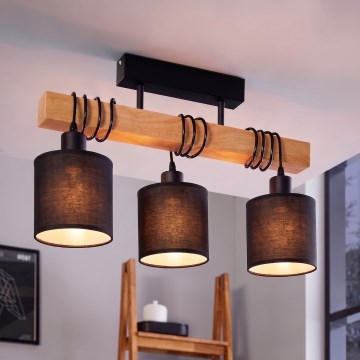Brilagi - Επιφανειακός πολυέλαιος NUBILA 3xE27/60W/230V πεύκο/μαύρο