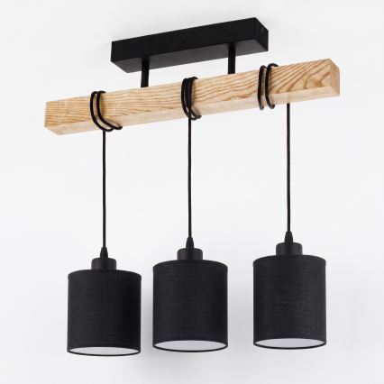 Brilagi - Επιφανειακός πολυέλαιος NUBILA 3xE27/60W/230V πεύκο/μαύρο