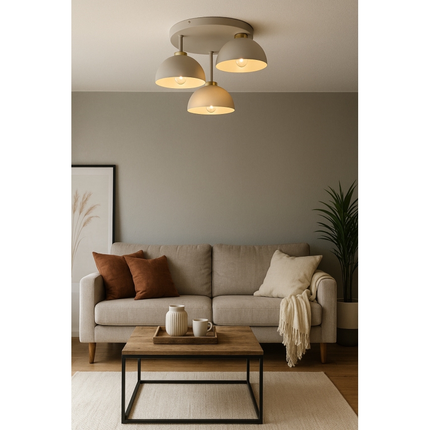 Brilagi - Επικαθήμενη πλαφονιέρα 3xE27/60W/230V μπεζ/χρυσό