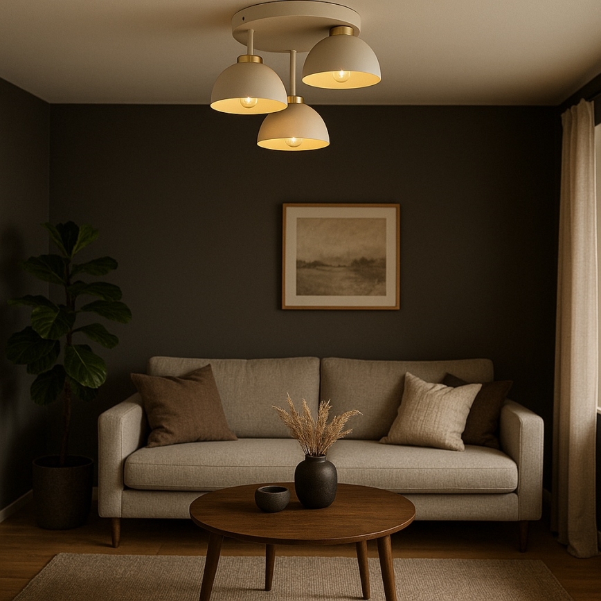 Brilagi - Επικαθήμενη πλαφονιέρα 3xE27/60W/230V μπεζ/χρυσό