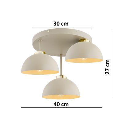 Brilagi - Επικαθήμενη πλαφονιέρα 3xE27/60W/230V μπεζ/χρυσό