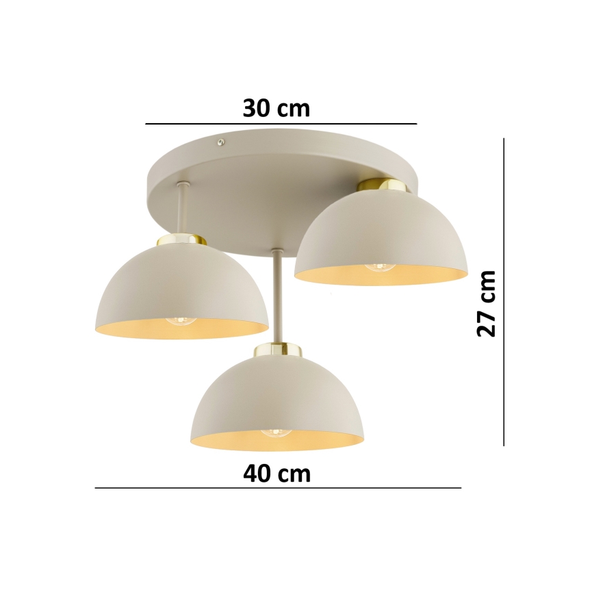 Brilagi - Επικαθήμενη πλαφονιέρα 3xE27/60W/230V μπεζ/χρυσό