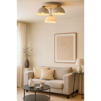 Brilagi - Επικαθήμενη πλαφονιέρα MOON 3xE27/60W/230V μπεζ/χρυσό