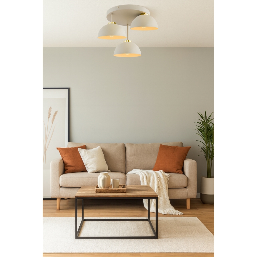 Brilagi - Επικαθήμενη πλαφονιέρα MOON 3xE27/60W/230V μπεζ/χρυσό